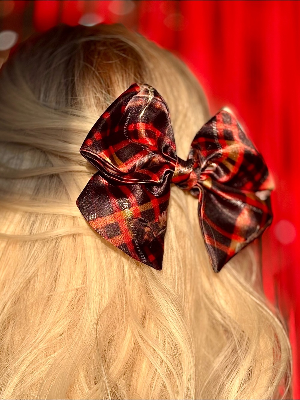 Taylor Swift Folklore Plaid Satin Hair Bow size small